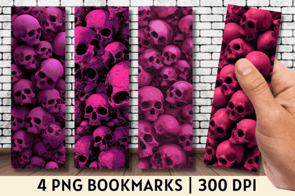 Download Pink Gothic Creepy Skull Pile Bookmark - Skull Collection