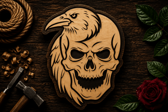 Download Raven Skull Gothic Artwork Laser Cut SVG - Skull Collection