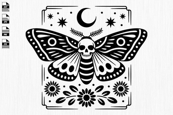 Download Floral Moth Svg,Floral Moth with Skull - Skull Collection