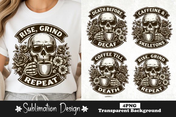 Download Skull Coffee Quotes Vintage Gothic PNG - Skull Collection