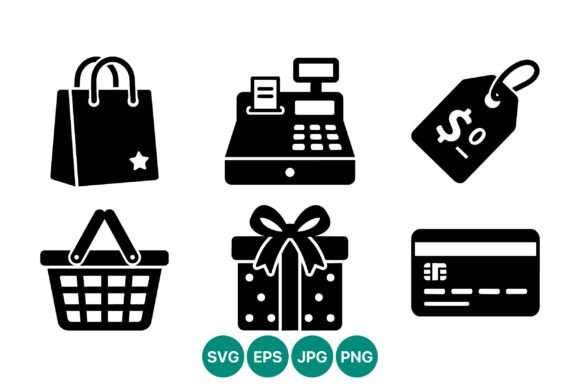 Download Shopping Icons Set Black Silhouette - Icons Collection